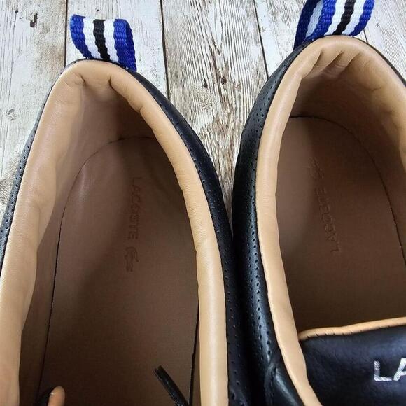 Men's Lacoste Black Leather Sneakers Size 11.5 - Picture 6 of 7